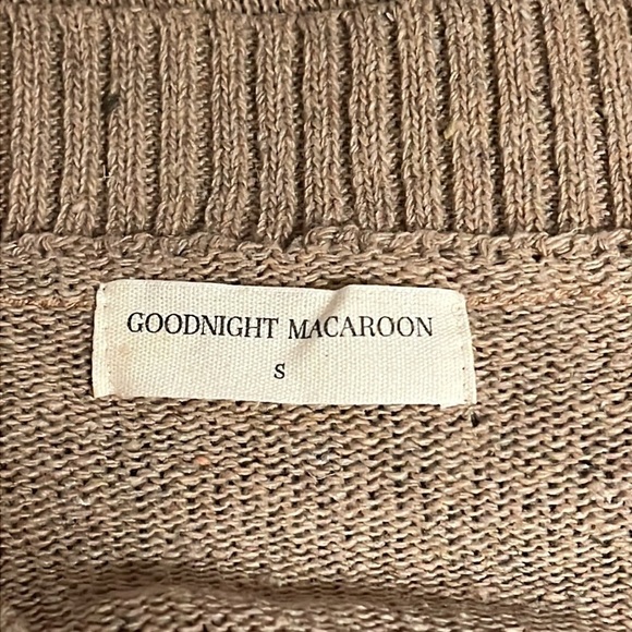 Goodnight Macaroon Sz S tan V neck long sleeves tan sweater - Picture 5 of 5